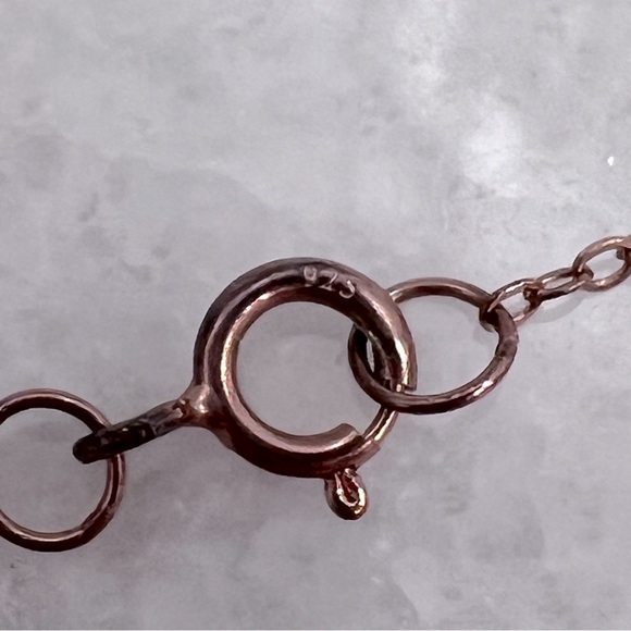 Galilea Rose Quartz White Zircon 14K RG Sterling Silver Lotus On Heart Necklace - Picture 9 of 10